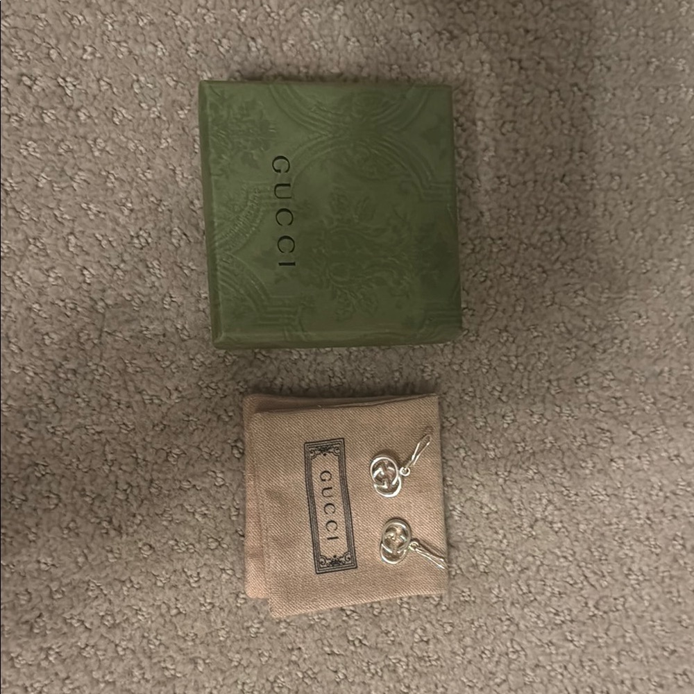 Gucci Silver Key Charm Earrings